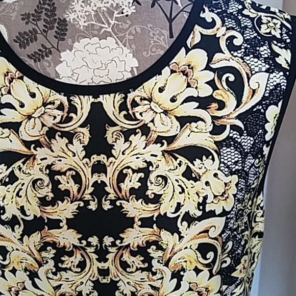 J. Taylor black, white & yellow dress Sz. 14 - Picture 2 of 6